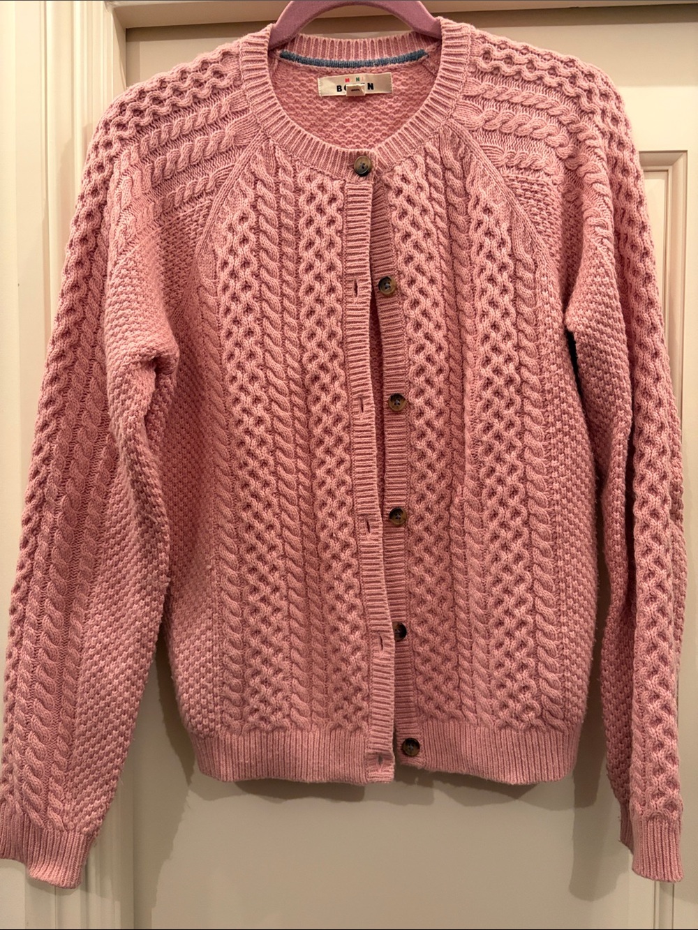 Mini Boden Soft Pink Cable-Knit Cardigan Adult S kids 13-14